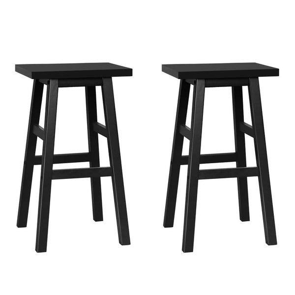 Artiss Set of 2 Wooden Backless Bar Stools - Black Artiss