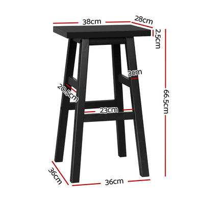 Artiss Set of 2 Wooden Backless Bar Stools - Black