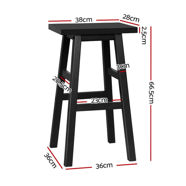 Artiss Set of 2 Wooden Backless Bar Stools - Black Artiss
