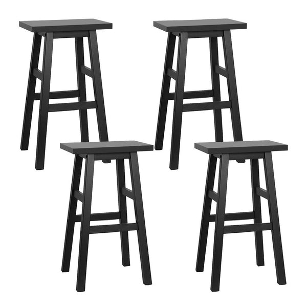 Artiss Set of 4 Beech Wood Bar Stools - Black Artiss