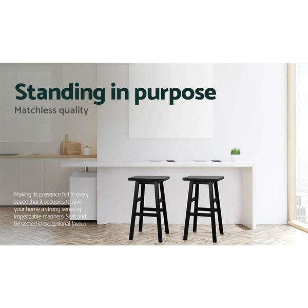 Artiss Set of 4 Beech Wood Bar Stools - Black Artiss