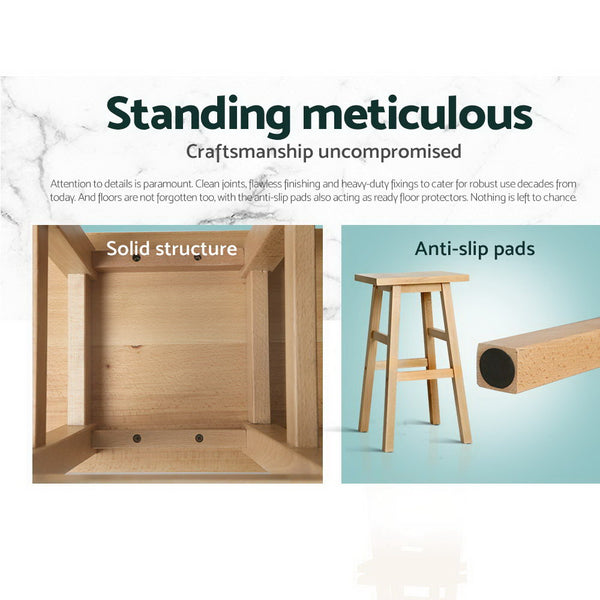 Artiss Set of 2 Wooden Backless Bar Stools - Natural freeshipping - Awezingly