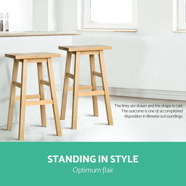 Artiss Set of 2 Wooden Backless Bar Stools - Natural freeshipping - Awezingly