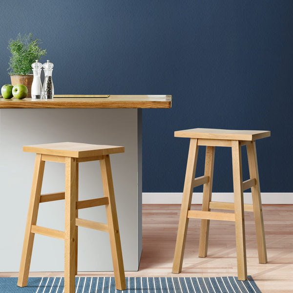 Artiss Set of 2 Wooden Backless Bar Stools - Natural freeshipping - Awezingly