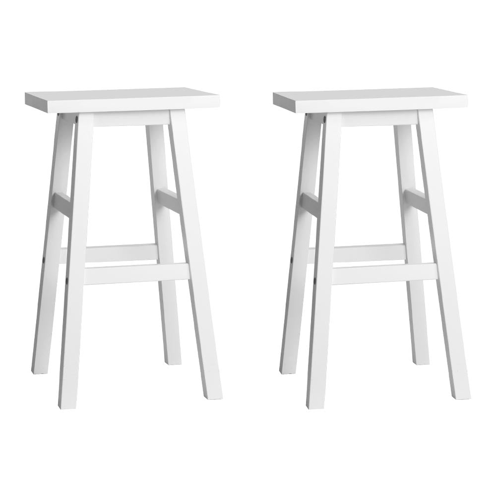 Artiss Set of 2 Wooden Backless Bar Stools - White Artiss