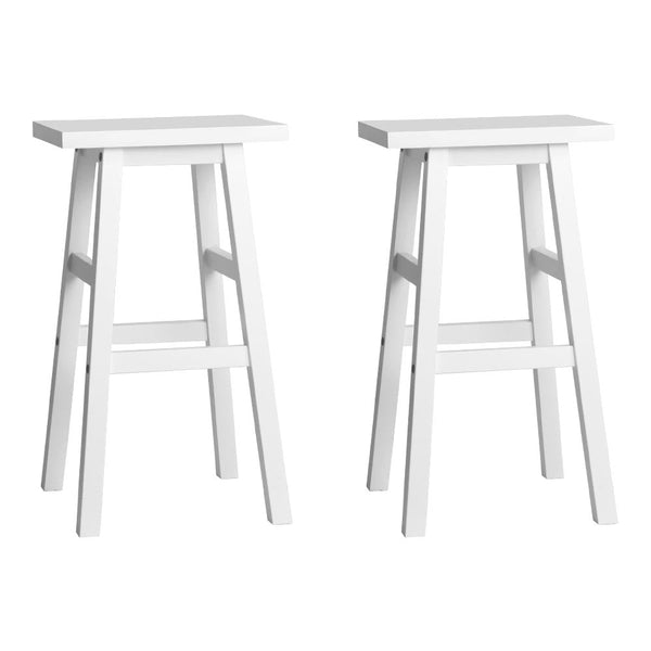 Artiss Set of 2 Wooden Backless Bar Stools - White Artiss