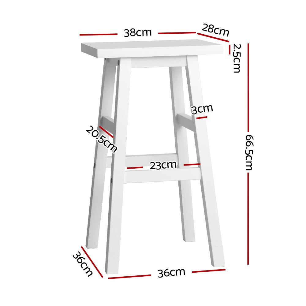 Artiss Set of 2 Wooden Backless Bar Stools - White Artiss