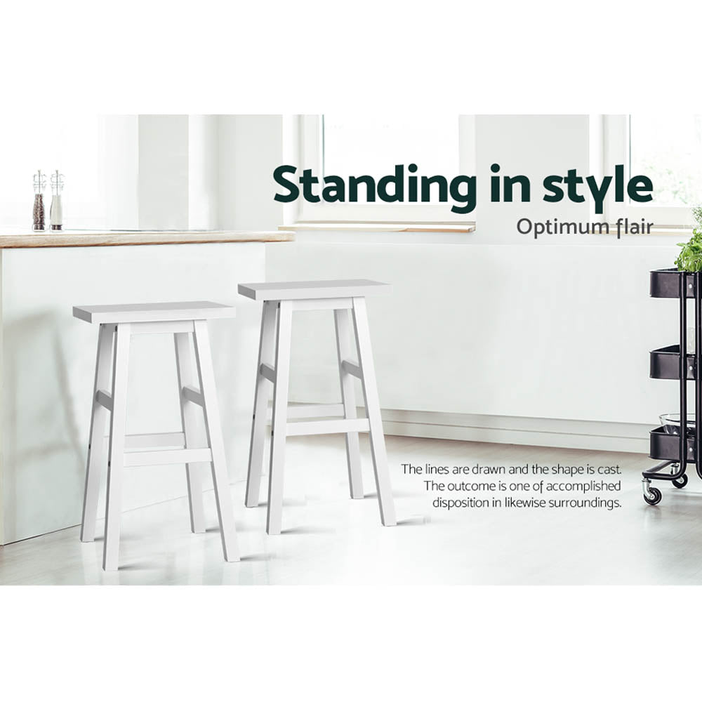 Artiss Set of 2 Wooden Backless Bar Stools - White Artiss