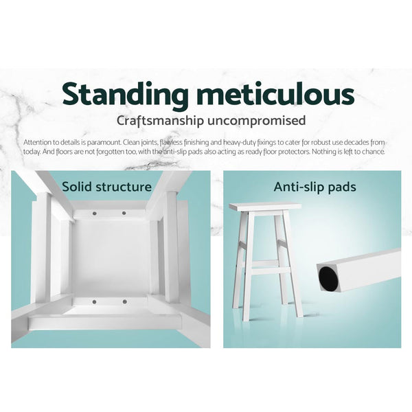 Artiss Set of 2 Wooden Backless Bar Stools - White Artiss