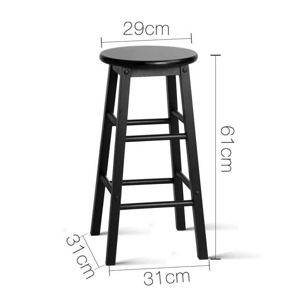 Artiss Set of 2 Beech Wood Backless Bar Stools - Black freeshipping - Awezingly