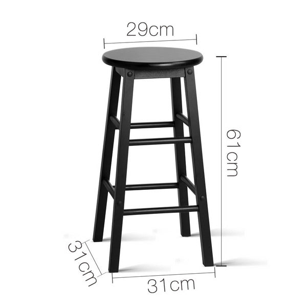 Artiss Set of 2 Beech Wood Backless Bar Stools - Black freeshipping - Awezingly