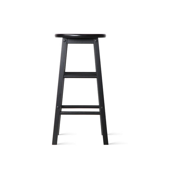 Artiss Set of 2 Beech Wood Backless Bar Stools - Black freeshipping - Awezingly