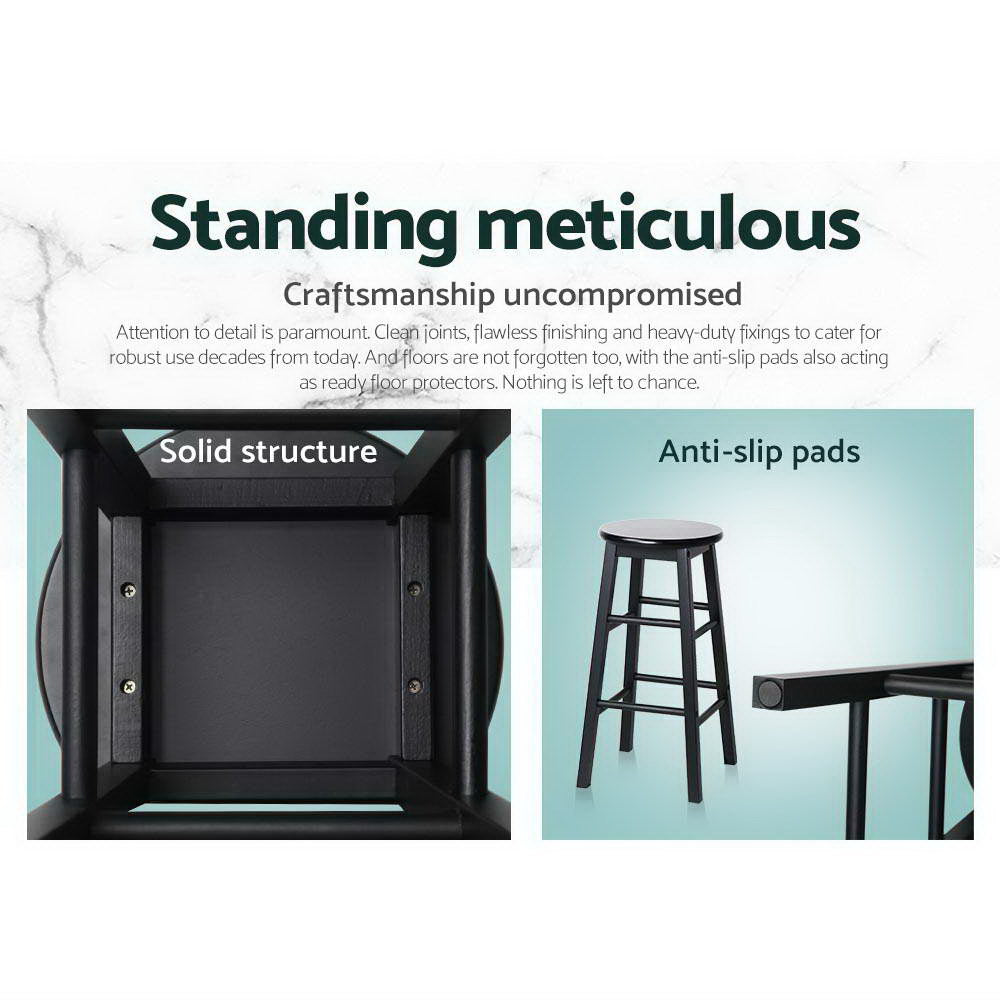 Artiss Set of 2 Beech Wood Backless Bar Stools - Black freeshipping - Awezingly