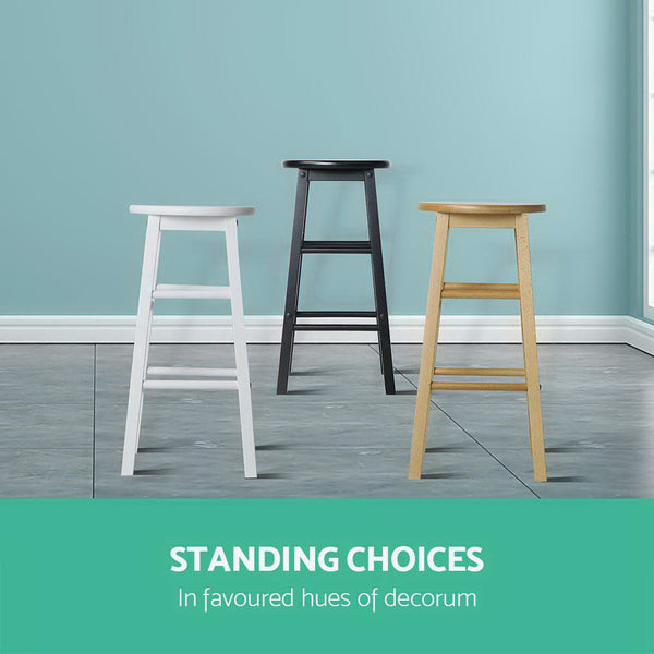 Artiss Set of 2 Beech Wood Backless Bar Stools - Black freeshipping - Awezingly