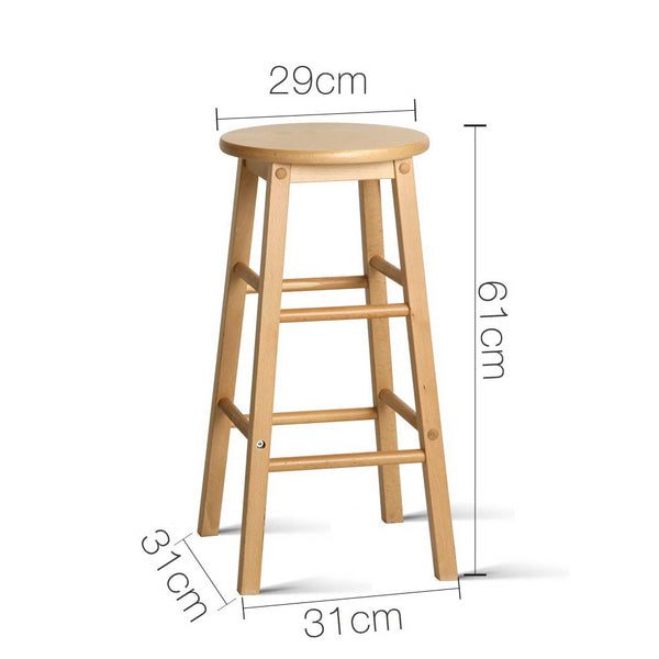 Artiss Set of 2 Beech Wood Backless Bar Stools - Natural freeshipping - Awezingly