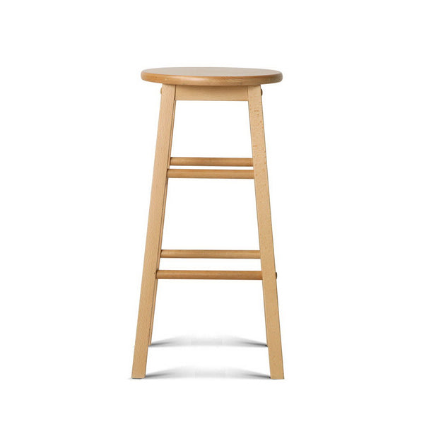 Artiss Set of 2 Beech Wood Backless Bar Stools - Natural freeshipping - Awezingly