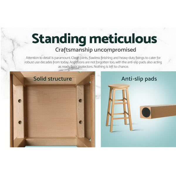 Artiss Set of 2 Beech Wood Backless Bar Stools - Natural freeshipping - Awezingly