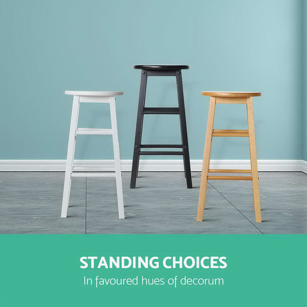 Artiss Set of 2 Beech Wood Backless Bar Stools - Natural freeshipping - Awezingly