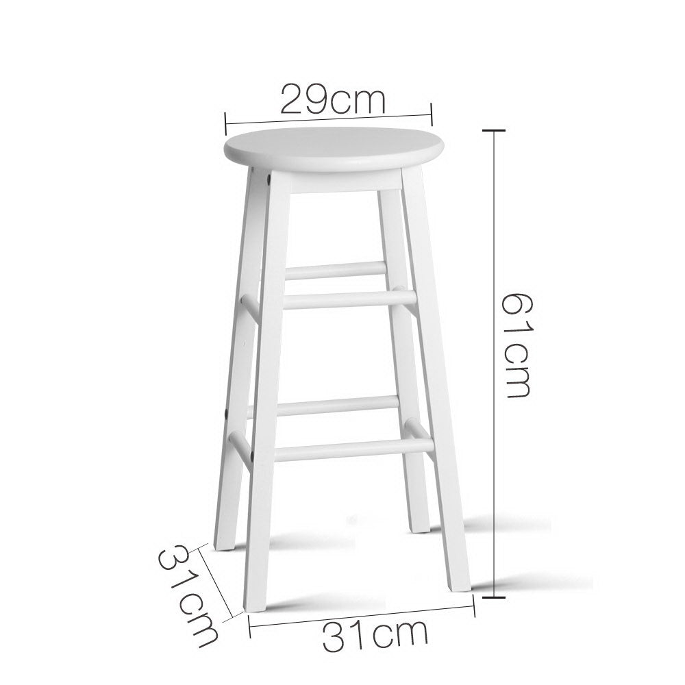 Artiss Set of 2 Beech Wood Backless Bar Stools - White freeshipping - Awezingly