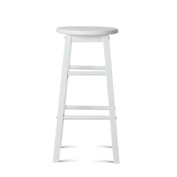 Artiss Set of 2 Beech Wood Backless Bar Stools - White freeshipping - Awezingly