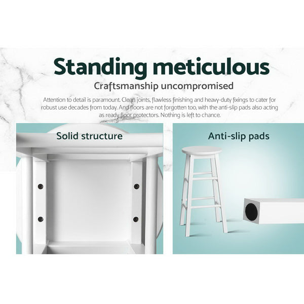 Artiss Set of 2 Beech Wood Backless Bar Stools - White freeshipping - Awezingly