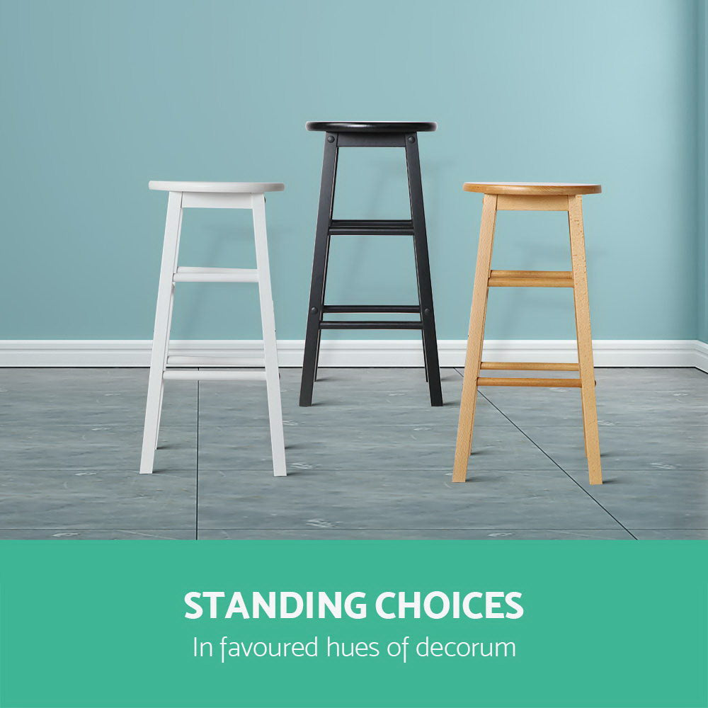 Artiss Set of 2 Beech Wood Backless Bar Stools - White freeshipping - Awezingly