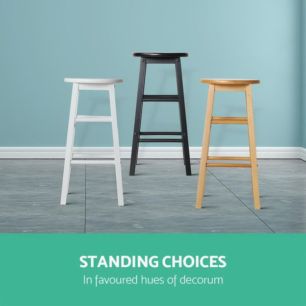 Artiss Set of 2 Beech Wood Backless Bar Stools - White freeshipping - Awezingly