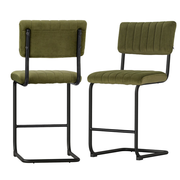 Artiss 2x Bar Stools Velvet Chairs Green Artiss