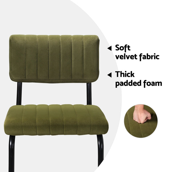 Artiss 2x Bar Stools Velvet Chairs Green Artiss