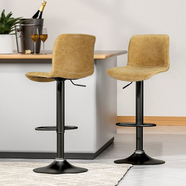 Artiss 2x Bar Stools Kitchen Swivel Bar Stool Gas Lift Chairs Barstools Brown Artiss