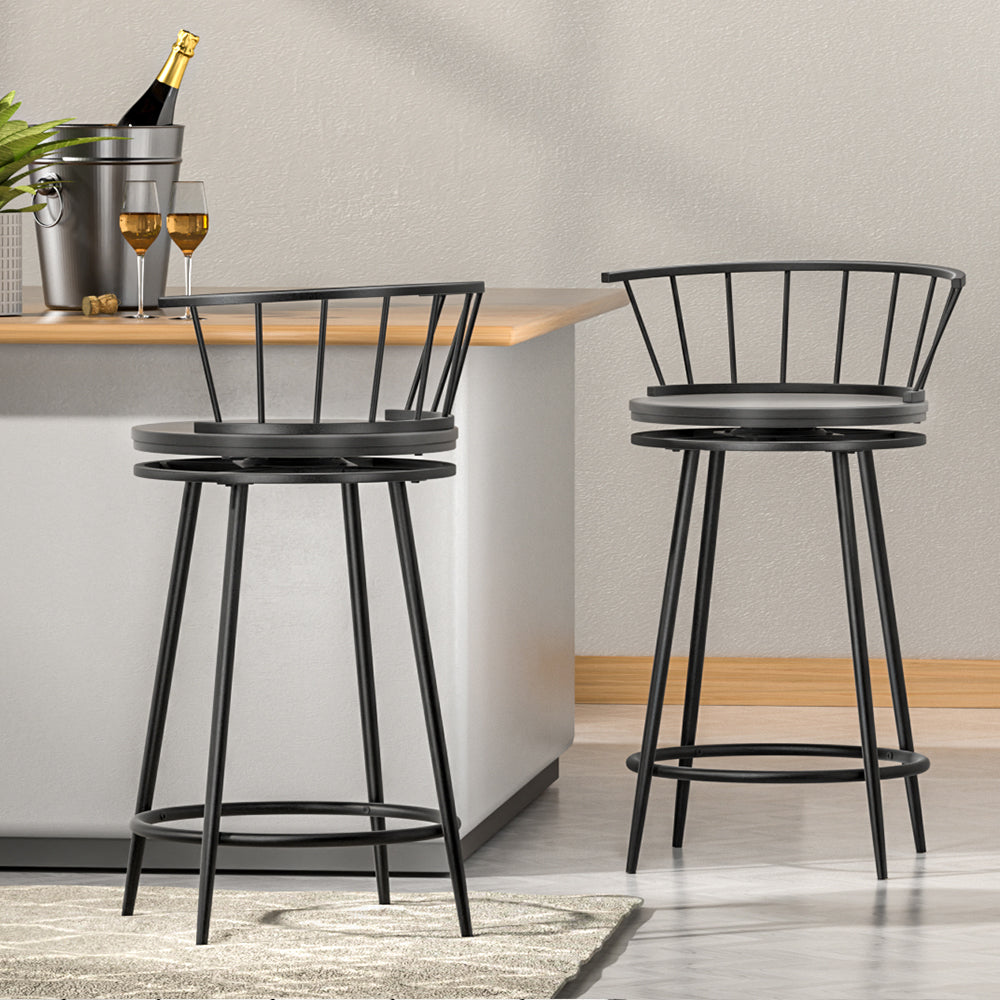 Artiss Bar Stools Kitchen Stools Wooden Dining Chair Swivel Metal Chairs x2 Artiss