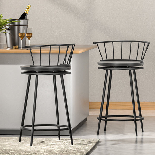 Artiss Bar Stools Kitchen Stools Wooden Dining Chair Swivel Metal Chairs x2 Artiss