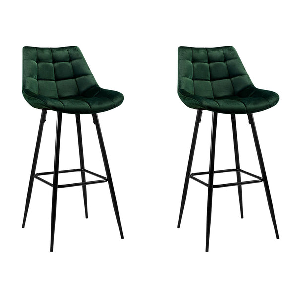 Artiss Set of 2 Velvet Bar Stools - Green freeshipping - Awezingly