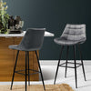2 x Artiss Kitchen Bar Stools Velvet Bar Stool Counter Chairs Metal Barstools Grey
