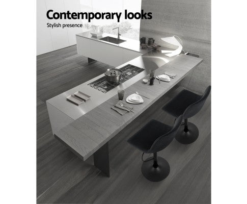 Artiss 2 x Kitchen Bar Stools Gas Lift Swivel Vintage Leather - Black freeshipping - Awezingly