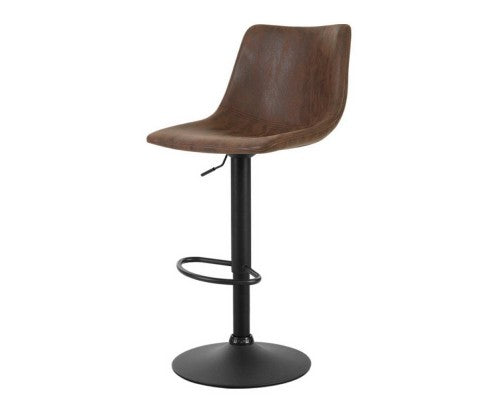 Artiss 2 x Kitchen Bar Stools Gas Lift Swivel Vintage Leather - Brown freeshipping - Awezingly