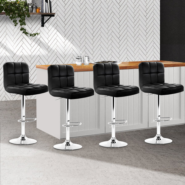 Artiss Set of 4 Bar Stools Gas lift Swivel - Steel and Black freeshipping - Awezingly