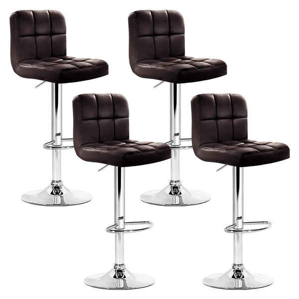Artiss Set of 4 Bar Stools Gas lift Swivel - Steel and Chocolate freeshipping - Awezingly