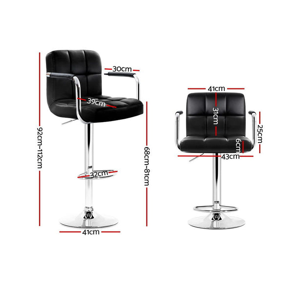 Artiss 2x Bar Stools Gas lift - Chrome Black freeshipping - Awezingly