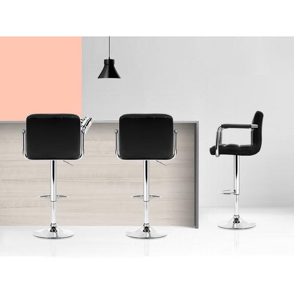 Artiss 2x Bar Stools Gas lift - Chrome Black freeshipping - Awezingly