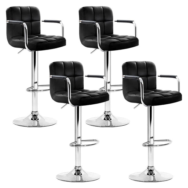 Artiss Set of 4 Bar Stools Gas lift Swivel Armrests - Steel and Black freeshipping - Awezingly