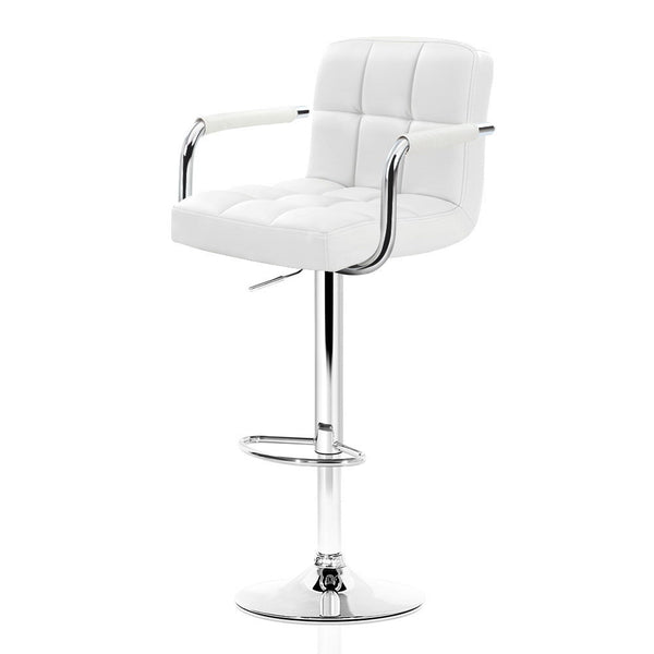 Artiss 2 x Bar Stools Gas lift - Chrome White freeshipping - Awezingly