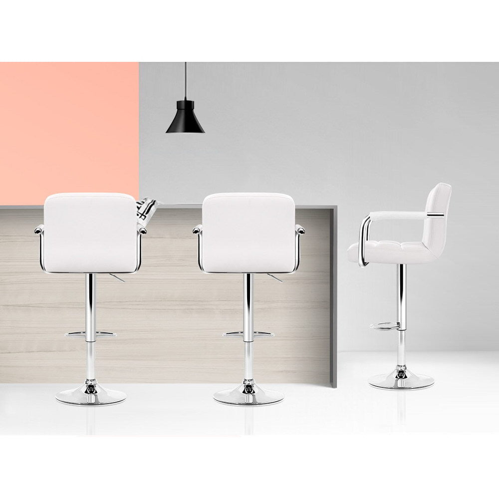 Artiss 2 x Bar Stools Gas lift - Chrome White freeshipping - Awezingly