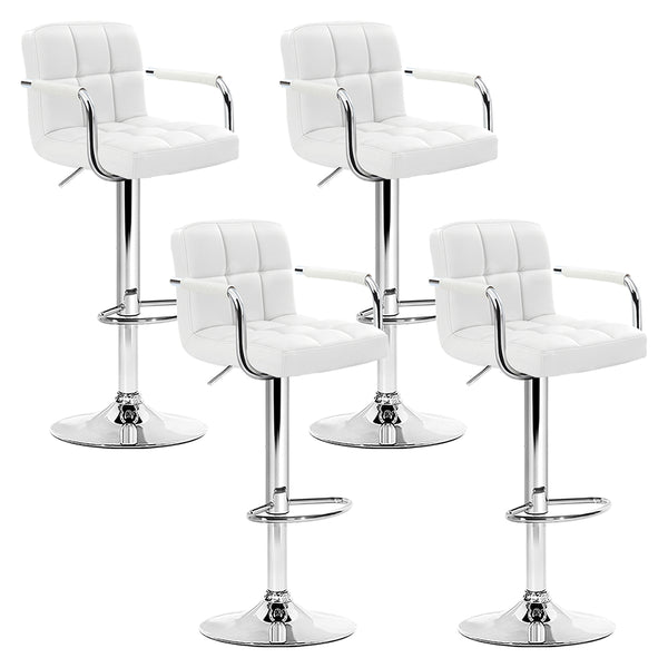 Artiss Set of 4 Bar Stools Gas lift Swivel - Steel and White freeshipping - Awezingly