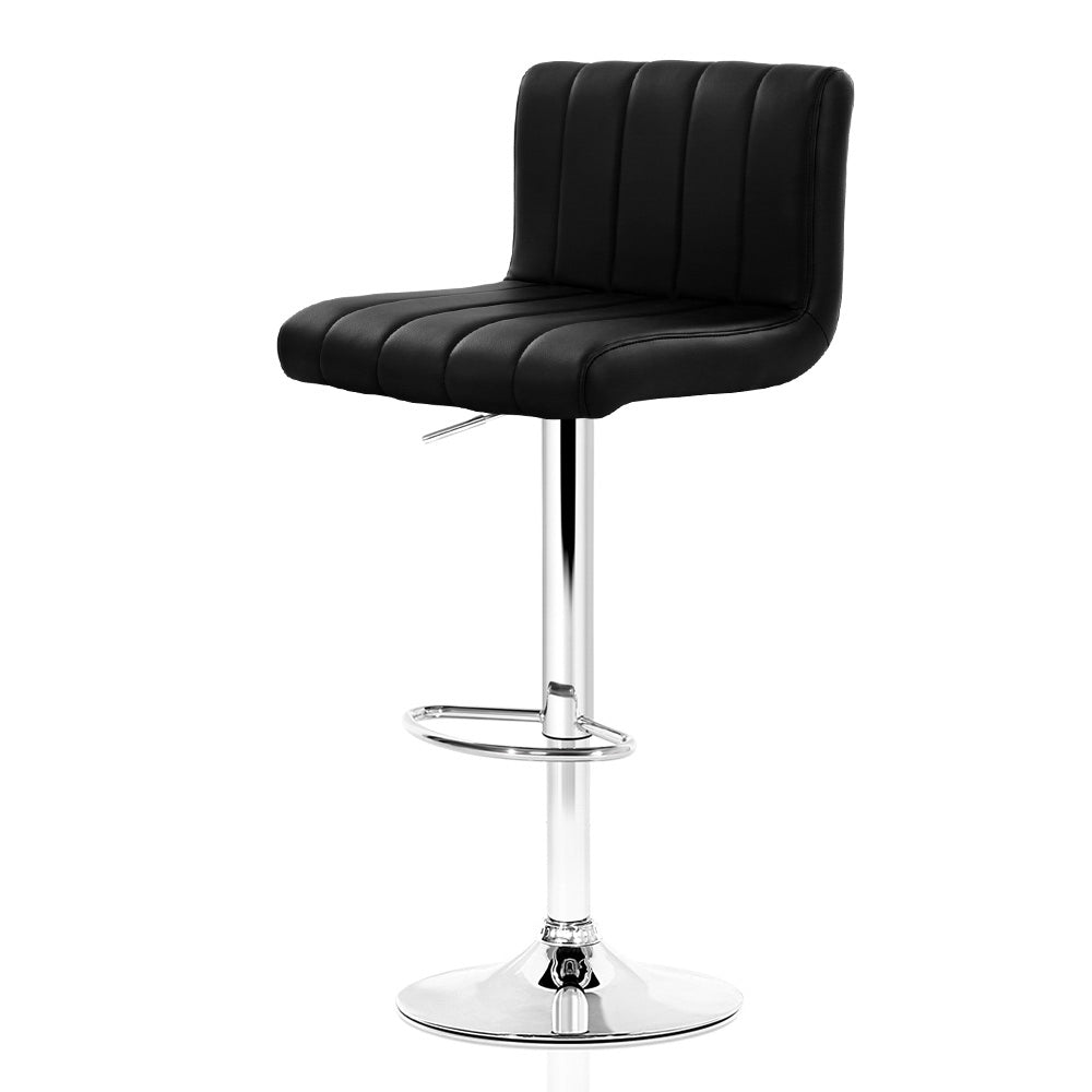 Artiss 2x Leather Bar Stools Lana Gas Lift - Black freeshipping - Awezingly