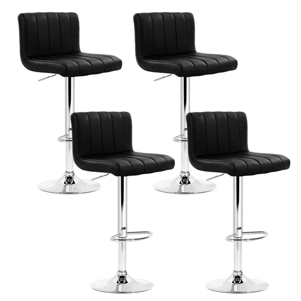 Artiss Set of 4 Line Style PU Leather Bar Stools - Black Artiss