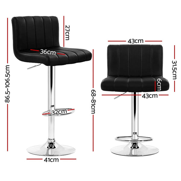 Artiss Set of 4 Line Style PU Leather Bar Stools - Black Artiss