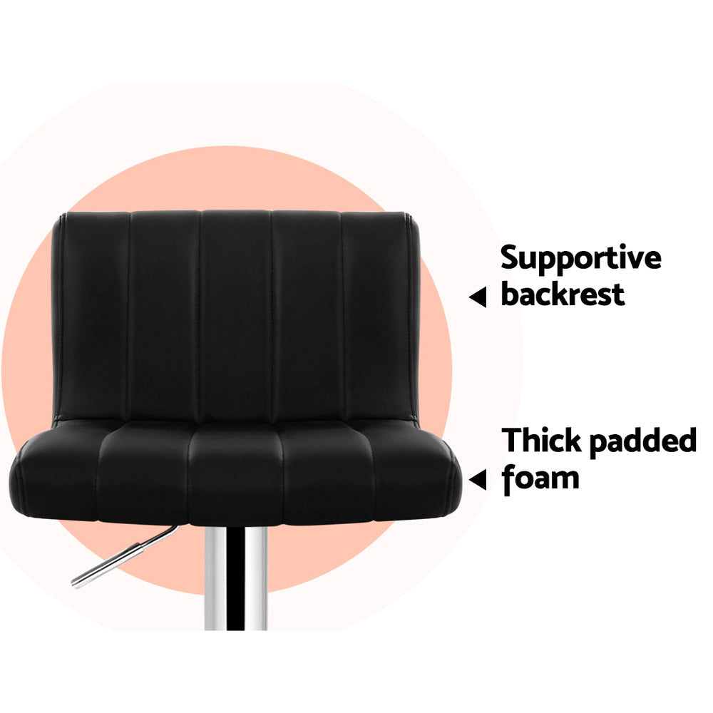 Artiss Set of 4 Line Style PU Leather Bar Stools - Black Artiss