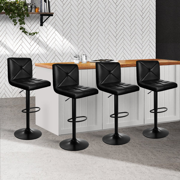 Artiss Set of 4 Bar Stools PU Leather Criss Cross Style - Black and Chrome freeshipping - Awezingly