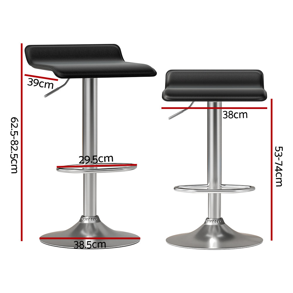 Artiss Bar Stools Kitchen Stool Chairs Dining Gas Lift PU Leather Black x2 Artiss